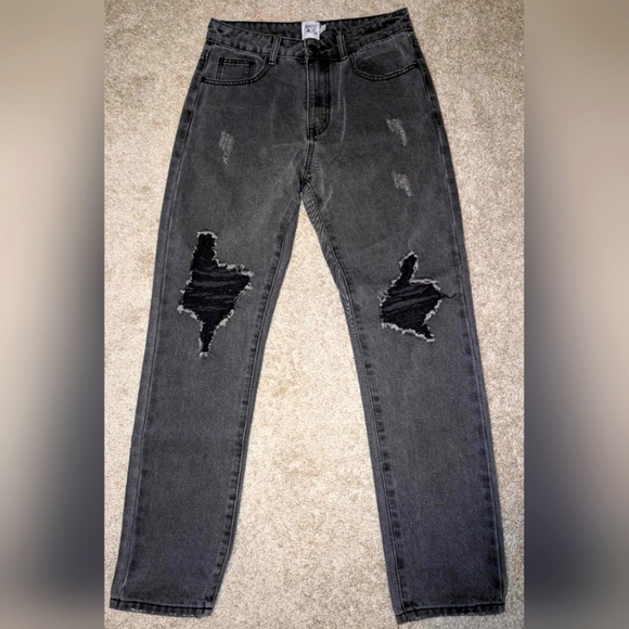 Princess polly womens high waisted distressed black jeans size 4 - Picture 1 of 4